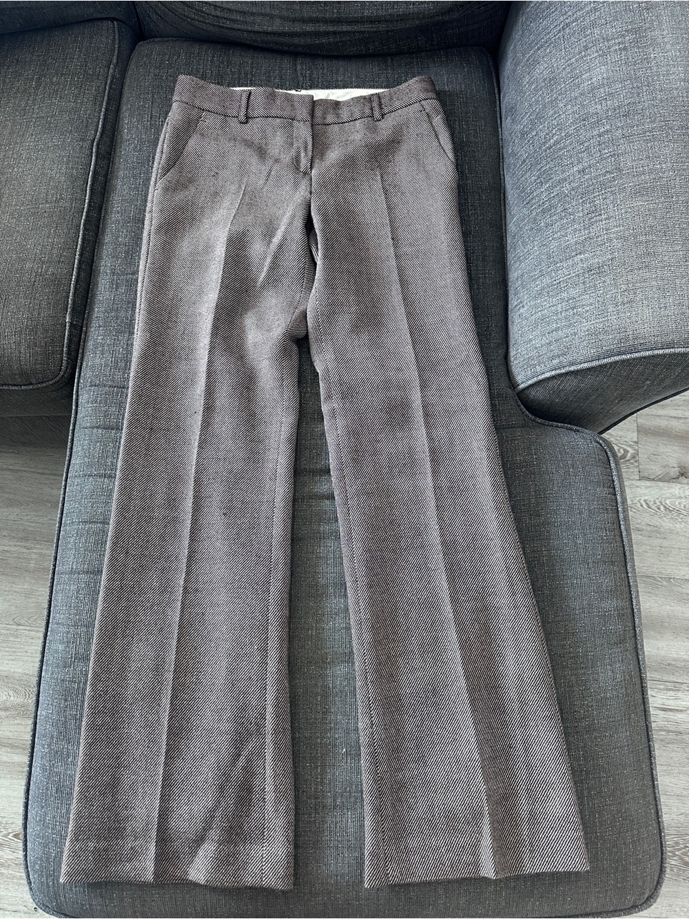 Theory Brown Herringbone Cotton Blend Straight Leg Dress Pants Pockets 8 - Picture 2 of 15